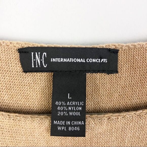 INTERNATIONAL CONCEPTS | Tan Wool Blend Sweater Women’s Size Large - Picture 8 of 10